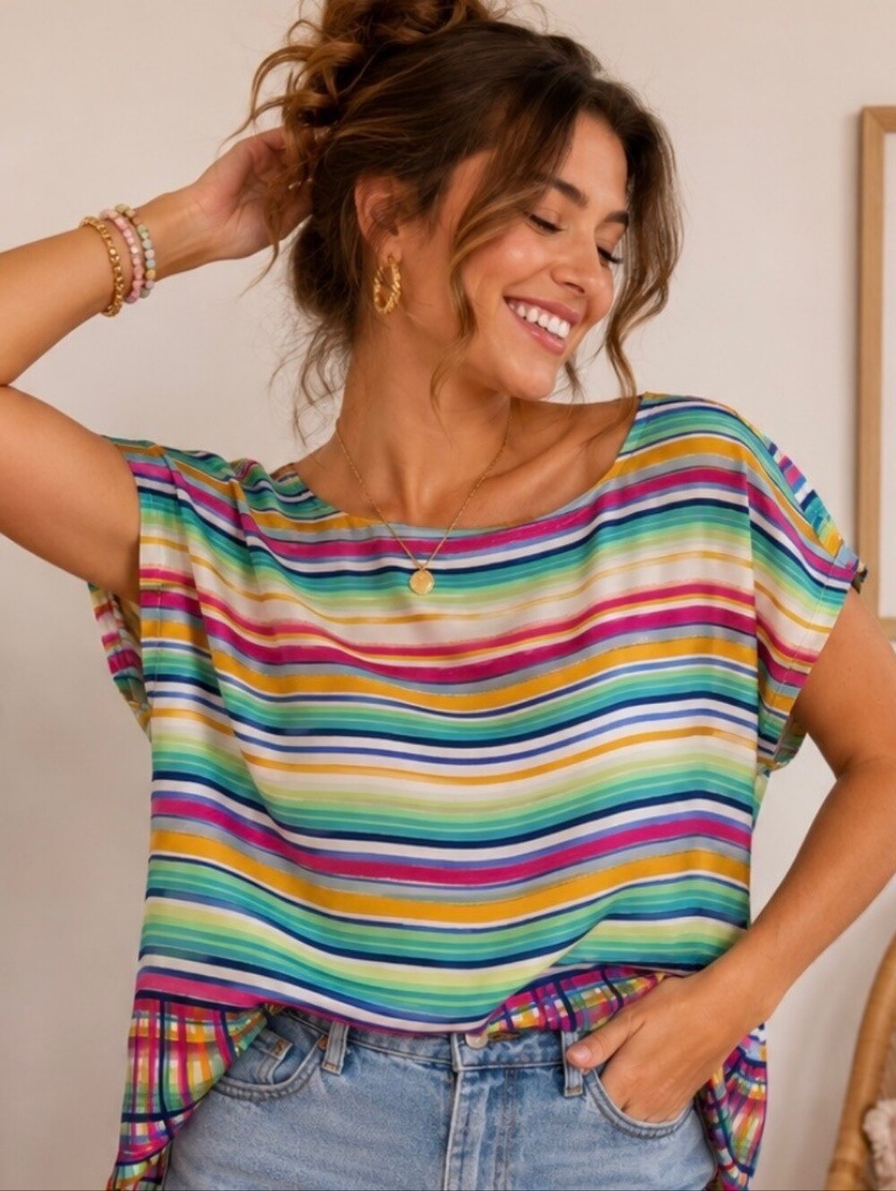 Rachel Zoe Striped Blouse – Size Medium